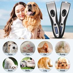 Telfun Dog Clippers for Grooming,New Upgrade 2 Blades Electric Dog Trimmer,USB Rechargeable Low Noise Cat Clippers Cordless Pet Grooming Tools Suitable for Hair Trimming of All Parts of The Pets Body