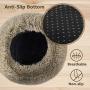 Bathonly Calming Anti-Anxiety Pet Bed Pillow Bed Faux Fur Cuddler Donut Bed for Small Dogs and Cats up to 15 pounds,Coffee 19.7