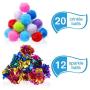 WILLBOND 20 Pieces Random Glitter Pom Pom Balls Cat Toy Pom Balls Tinsel Balls 12 Pieces Crinkle Balls with Plastic Bottle for Kittens Crafts Party Decorations (Multicolor)