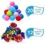 WILLBOND 20 Pieces Random Glitter Pom Pom Balls Cat Toy Pom Balls Tinsel Balls 12 Pieces Crinkle Balls with Plastic Bottle for Kittens Crafts Party Decorations (Multicolor)