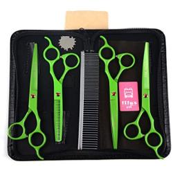 LILYS PET 7inch Professional PET Dog Grooming Scissors Suit Cutting&Curved&Thinning Shears