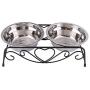 Zerone Elevated Double Pet Bowl, Polished Stainless Steel Modern Cat Dog Double Puppy Pet Water Food Lower Raised Feeder Dish Bowls Stand US for Home, Great Gift