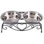 Zerone Elevated Double Pet Bowl, Polished Stainless Steel Modern Cat Dog Double Puppy Pet Water Food Lower Raised Feeder Dish Bowls Stand US for Home, Great Gift