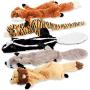 Dog Squeaky Toys, No Stuffing Plush Chew Toy for Small Medium Dogs Puppy Aggressive Chewers Large Breed, 5 Pack Cute Animals (Raccoon Squirrel Tiger Fox and Lion)