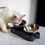 OOFAH Raised Cat Bowls Stainless Steel Material, Tilted Elevated Cat Bowl Food and Water Bowls,Pet Feeding Bowls for Cats and Small Dogs
