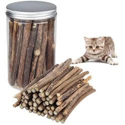 IETANG Cat Treat Chew Stick Toys,Sticks Organic Natural Plant Healthy Snacks Teeth Cleaning Bite Sticks, Kittens Cleaning Teeth Molar Tools, Cat Silvervine Sticks Value Set for Pets