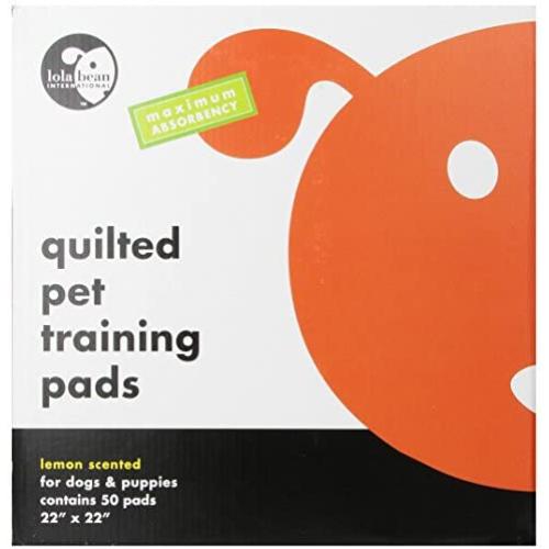 Lola Bean International 22-Inch by 22-Inch Quilted Pet Training Pads, Lemon Scent, 50 Count