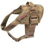 Tactical Dog Harness Vest Adjustable Military Bungee Dog Leash Elastic Leads Rope with Handle(Coyote Brown,Large)