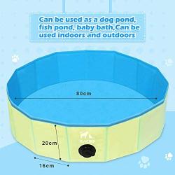 Zacro Foldable Small Dog Pool - Pet Dog Cats Paddling Bath Pool, Small Outdoor Bathing Tub for Dogs Cats and Kids (31.5 X 7.9 in)