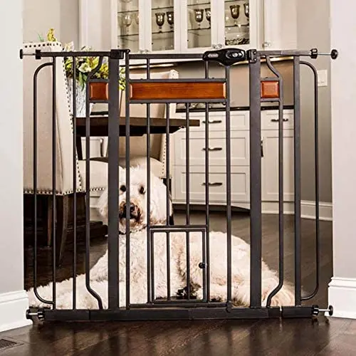 Carlson Home Design Extra Tall Walk Thru Pet Gate with Small Pet Door, Includes Décor Hardwood, 4-Inch Extension Kit, 4-Inch Extension Kit, 4 Pack of Pressure Mount Kit and 4 Pack of Wall Mount Kit Carlson Home Design Extra Tall Walk Thru Pet Gate with Small Pet Door, Includes Décor Hardwood, 4-Inch Extension Kit, 4-Inch Extension Kit, 4 Pack of Pressure Mount Kit and 4 Pack of Wall Mount Kit