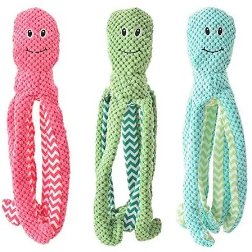 3 Pack Dog Squeaky Toys, Pet Puppy Dog Plush Squeak Toy Set for Small Medium Dogs Breed Durable Interactive Octopus Red Green Blue 3 Pack Dog Squeaky Toys, Pet Puppy Dog Plush Squeak Toy Set for Small Medium Dogs Breed Durable Interactive Octopus Red Green Blue