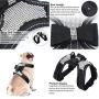 Rhinestone Bling Dog Harness and Pet Leash Reflective Bling Dog Vest with Bow Tie Adjustable Pet Rhinestone Harness for Small Dogs Walking Party Wedding (Black)