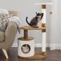 PETMAKER Cat Tree Condo 3 Tier with Condo & Scratching Posts, 37.5'', Brown & Tan