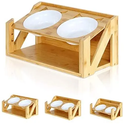 amorus Raised Pet Bowls for Cats and Dogs, Adjustable Bamboo Elevated Small Medium Dog Cat Food and Water Bowls Stand Feeder (with 2 Melamine Bowls & Stable Z-Shape Stand) amorus Raised Pet Bowls for Cats and Dogs, Adjustable Bamboo Elevated Small Medium Dog Cat Food and Water Bowls Stand Feeder (with 2 Melamine Bowls & Stable Z-Shape Stand)