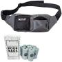 Leashboss PackUp Pouch Dog Treat Training Fanny Pack (Gray) with 120 Bags, 8 Rolls Unscented Leak Proof Gray Poop Bags