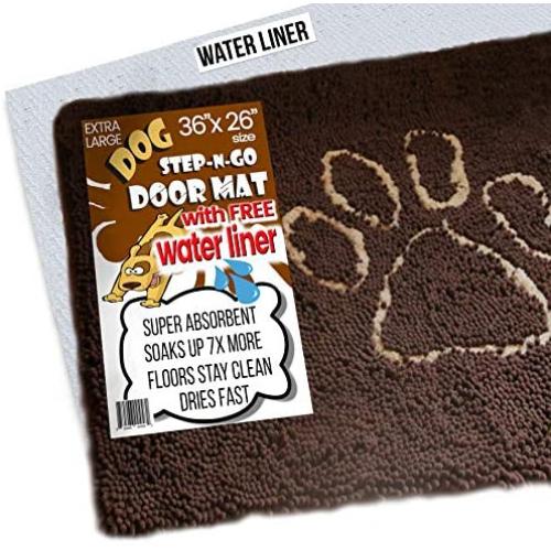 XL Extra Thick Micro Fiber Door Mat - Super Absorbent. Includes Water Proof Liner - Size 36'' X 26'' Exclusive by iPrimio - Brown Color