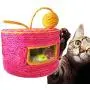 Ychaoya Sisal Woven Round Bucket Wear-Resistant Sisal Cat Pet Toys with 2 Sound Ball, Random Color Delivery