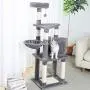 Xinyu 53 Inches Cat Tree Cat Condo with an Extra-Large Scratching Pad, Basket(Supported by Two Posts) Grey Xinyu 53 Inches Cat Tree Cat Condo with an Extra-Large Scratching Pad, Basket(Supported by Two Posts) Grey