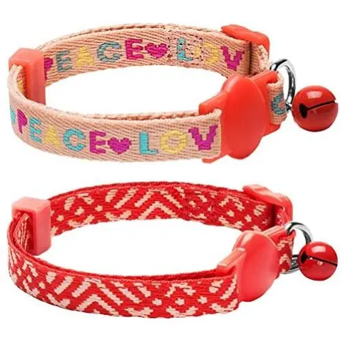 Blueberry Pet 3 Patterns Classic Solid or Love Peace Breakaway Cat Collars, with Personalization Options Blueberry Pet 3 Patterns Classic Solid or Love Peace Breakaway Cat Collars, with Personalization Options