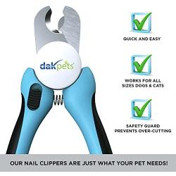 DakPets Dog Nail Clippers and Trimmers - with Safety Guard to Avoid Over Cutting, Free Nail File, Razor Sharp Blade - Professional Pet Grooming Tool for Medium-Large Animals Cats