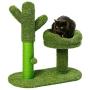 LUCKITTY Large Catcus Cat Scratching Post Tree with Play Ball and Bed Green-Cactus Cat Scratcher Protect Your Furniture with Natural Sisal Scratching Posts Pads and Bed
