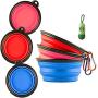 Collapsible Dog Bowls for Travel - Foldable Portable Pet Water Food Bowl Feeding Watering Cup Dish with Waste Bag Dispenser Lightweight for Walking Camping Parking Traveling