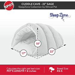 Sleep Zone Faux Suede Cuddle Cave Dog Bed - Fabric Bottom - 22X17 Inches / Sage / Attractive, Durable, Comfortable, Washable. By Ethical Pets