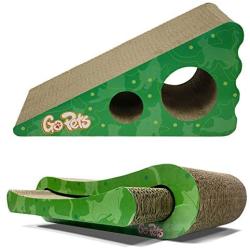 GoPets Premium Cat Scratcher Bundle with Reversible Wedge Shaped Incline Scratching Post and Infinity Lounge Ergonomic Corrugated Cardboard Bed Scratcher with Insert and Cutouts to Hide Toys