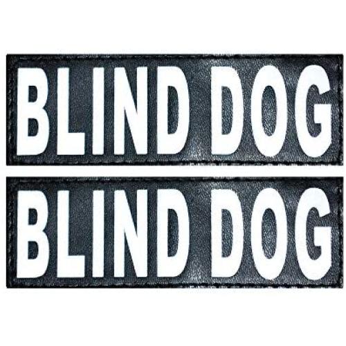 Doggie Stylz Set of 2 Reflective Blind Dog Removable Patches with Hook Backing for Working Dog Harnesses & Vests. Durable and Interchangeable - Comes in 3 Sizes Small, Medium and Large