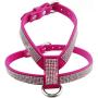 PETCARE Sparkly Rhinestone Bling Dog Harness and Leash Set Soft Korean Velvet Microfiber Shining Diamonds Pet Collar Harness Vest for Puppy Small Dogs Cats