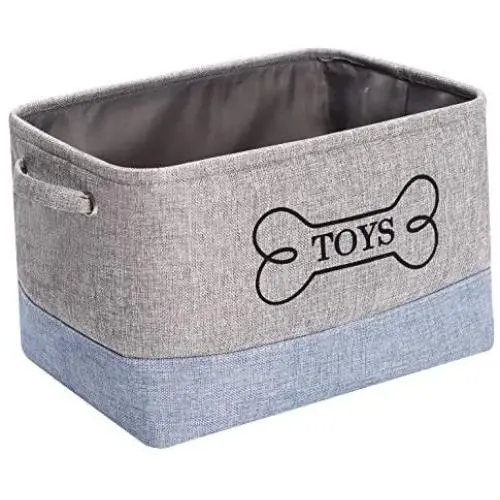 Durable Canvas Dog Toy Basket with Handle, Toy Dog Storage, Doggie Toy bin - Perfect for Carry Small Dog Puppy Toys, Blankets, chew Toy, leashes and Stuff - GrayBlue Durable Canvas Dog Toy Basket with Handle, Toy Dog Storage, Doggie Toy bin - Perfect for Carry Small Dog Puppy Toys, Blankets, chew Toy, leashes and Stuff - GrayBlue