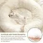Donut Cuddler Cat Beds - Soft Short Plush Kitten Bed, Dog Bed for Indoor Pet Bed for Winter Comfy Warm Puppy Beds Comfortable Round Detachable Washable Anti-Slip Pet Beds for Medium Small Dogs Cats