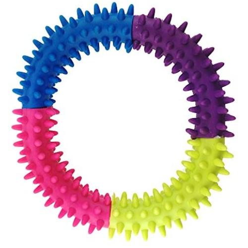 Aduck Small Pet Puppy Dog Chew Toys for Teething and Training Interactive Playing - 4.7 Inch, Soft Natural Rubber Ring Doggie Toys (Random Color)