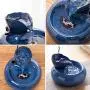 Intelligent Cat Water Fountain, Ceramic Ultra-quiet Pet Water Dispenser, Automatic Drinking Fountain for Cats and Dogs, Blue Pet supplies
