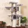 Hey-bro Extra Large Multi-Level Cat Tree Condo Furniture with Sisal-Covered Scratching Posts, 2 Bigger Plush Condos, 2 Perch Hammock, Scratching Posts Smoky Gray MPJ031G Hey-bro Extra Large Multi-Level Cat Tree Condo Furniture with Sisal-Covered Scratching Posts, 2 Bigger Plush Condos, 2 Perch Hammock, Scratching Posts Smoky Gray MPJ031G