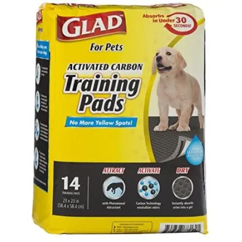 Glad for Pets Black Charcoal Puppy Pads | Puppy Potty Training Pads That ABSORB & NEUTRALIZE Urine Instantly | New & Improved Quality, 14 count Glad for Pets Black Charcoal Puppy Pads | Puppy Potty Training Pads That ABSORB & NEUTRALIZE Urine Instantly | New & Improved Quality, 14 count