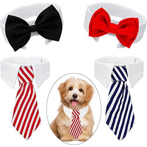 4 Pieces Pet Bow Tie Adjustable Pet Neck Tie Costume Formal Dog Collar for Small Dogs and Cats Puppy Grooming Ties Party Accessories