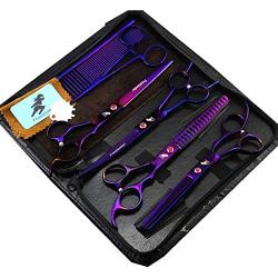 Freelander 7'' Professional pet Grooming kit, Direct and thinning Scissors and Curved Pieces 4 Pieces Kit for Pet Grooming Services