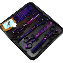 Freelander 7'' Professional pet Grooming kit, Direct and thinning Scissors and Curved Pieces 4 Pieces Kit for Pet Grooming Services