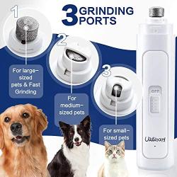 URGIODIH Dog Nail Grinder, Dog Nail File Upgraded 2-LED Light & Professional 2 Speed Rechargeable Pet Nail Trimmer Painless Paws Grooming & Smoothing for Small Medium Large Dogs & Cats