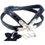 Luxury Black Real Leather Dog Harness for Toy Breeds with Stud X-Small. Fits for 10''-14'' Chest.
