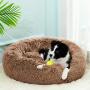 Donut Dog Beds for Small Medium Dogs Cats, Yonet Calming Dog Beds Round Pet Cat Bed Faux Fur Anti-Anxiety Machine Washable Warming Fluffy Orthopedic Puppy Beds with Muti-Color 23inch