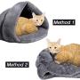 MeiLiMiYu Cozy Plush Cat Cave Tent Bed Self Warming Pet Bed Washable Portable Sleeping Bag for Indoors Cats and Puppy