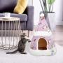 All Fur You Cat Print Cat Cave Bed, Cat House for Indoor Cats, Cubby Cat Hideaway Dome Bed Cat Tent Pod Igloo Pet Cave Cat Home Pet Cubes Felt Warm Cozy Caves Cat Hut Covered Beds Puppy Houses