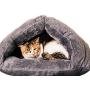 Soft Comfortable Pet Bed for Cat Small Dogs Puppies Portable Travel Triangle Cave Bed Indoor Self-Warming Cozy Plush Kitty Nest Mat Pad Anti-Slip Snooze Pet Cushion Sleep Bag Calming Sofa Bed