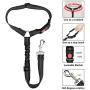 SlowTon Dog Seat Belt, 2 Pack Pet Car Seatbelt Headrest Restraint Adjustable Puppy Safety Seat Belt Reflective Elastic Bungee Connect Dog Harness in Vehicle Travel Daily Use