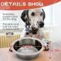 BINGPET Stainless Steel Slow Feed Dog Bowl - 4 Cup Extra Large Pet Slow Feeder, 2 Standard Metal Bowls Fit Elevated Feeders, Eating Bowl, Stops Dog Food Gulping, Dog Food and Water Bowl