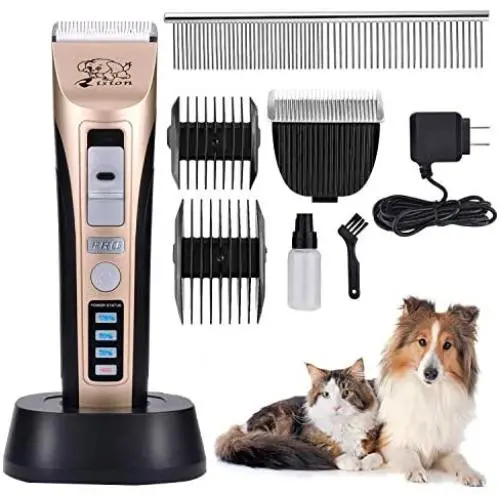 Dog Clippers -【with 2 Shaving Heads】 Pet Clippers Low Noise Rechargeable Cordless Dog Trimmers Professional Animal Grooming Shavers for Thick Hair Dogs, Cats, Rabbits and Horses (Gold3) Dog Clippers -【with 2 Shaving Heads】 Pet Clippers Low Noise Rechargeable Cordless Dog Trimmers Professional Animal Grooming Shavers for Thick Hair Dogs, Cats, Rabbits and Horses (Gold3)