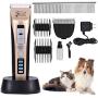 Dog Clippers -【with 2 Shaving Heads】 Pet Clippers Low Noise Rechargeable Cordless Dog Trimmers Professional Animal Grooming Shavers for Thick Hair Dogs, Cats, Rabbits and Horses (Gold3)