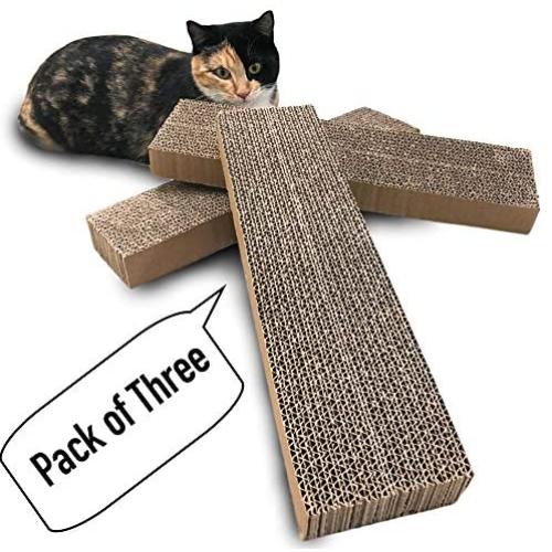Catry Pack of 3, Cat Scratcher, Replacement Cardboard, Cat Scratching Pad, Paper Cardboard, Individual Uses or for Replacement Parts. Size of 15.4in x 3.9in x 1.5in